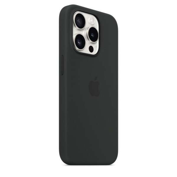 Apple Original iPhone 15 Pro Max Kuori Silikoni MagSafe Musta