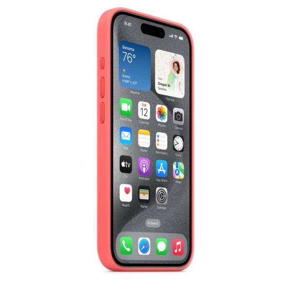 Apple Alkuperäinen iPhone 15 Pro silikonikuori MagSafe Guava