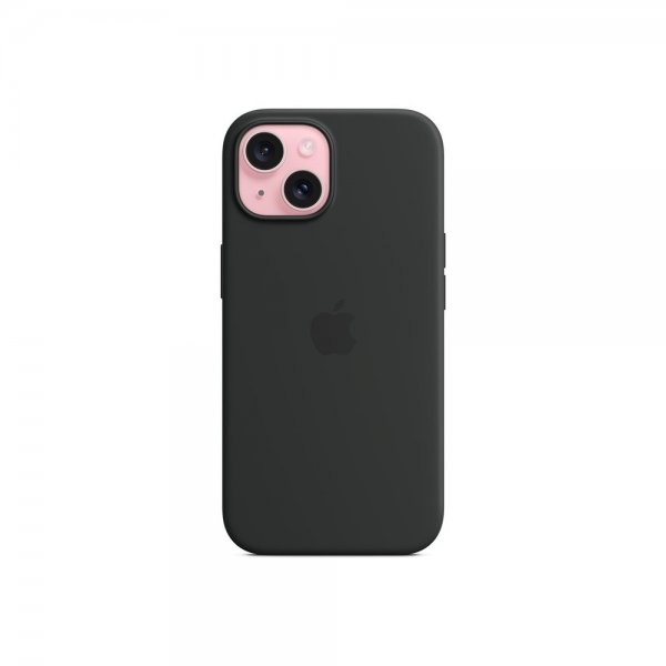 Apple Original iPhone 15 Kuori Silikoni MagSafe Musta