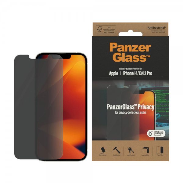 PanzerGlass iPhone 13/iPhone 13 Pro/iPhone 14 Classic Fit Privacy -näytönsuoja