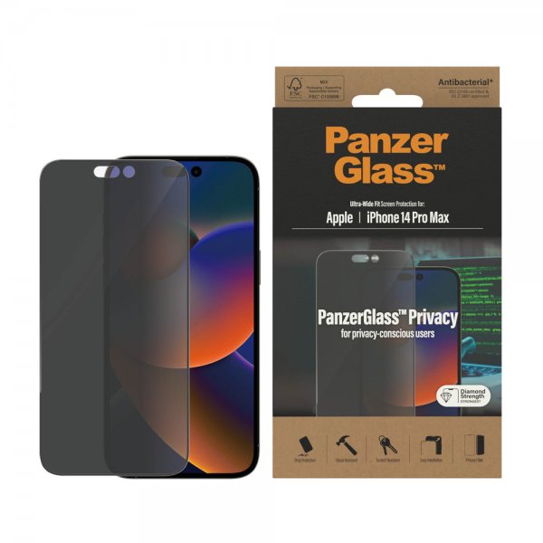PanzerGlass iPhone 14 Pro Max -näytönsuoja Ultra-Wide Fit Privacy