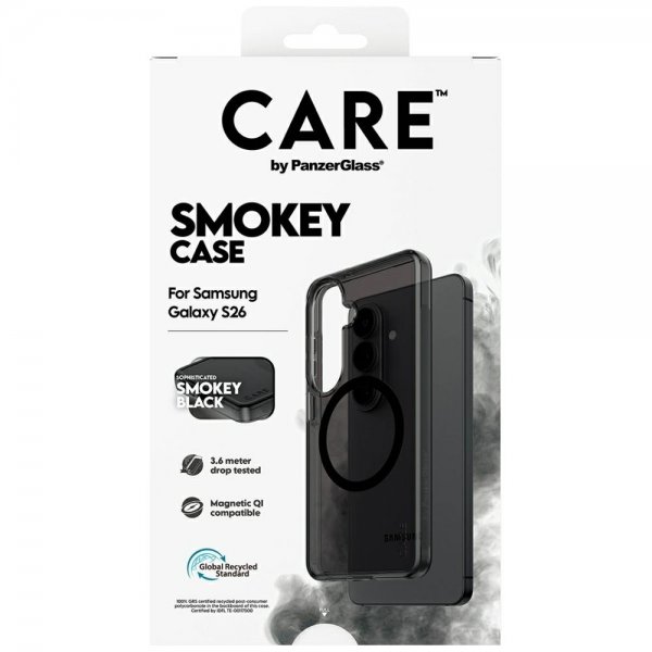 CARE by PanzerGlass Samsung Galaxy S26 -suojakuori, Smokey MagSafe, musta