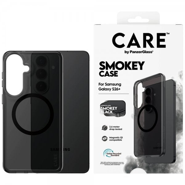 CARE by PanzerGlass Samsung Galaxy S26 Plus -suojakuori Smokey MagSafe Musta
