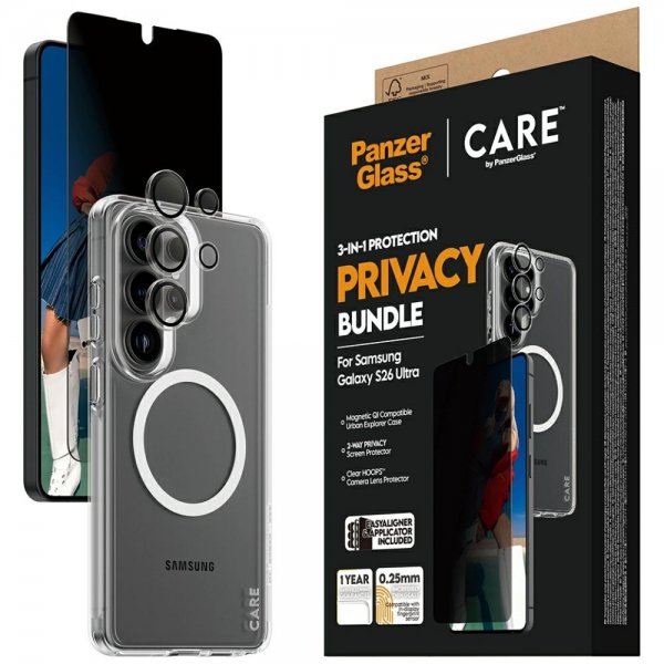 PanzerGlass Samsung Galaxy S26 Ultra 3-in-1-suojaus, Privacy Bundle
