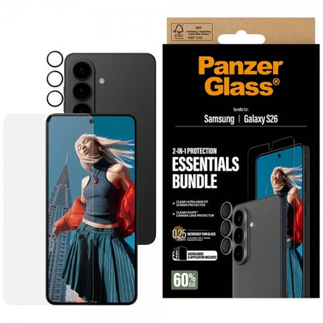 PanzerGlass Samsung Galaxy S26 -näytönsuoja ja kameran suoja 2-in-1-paketti