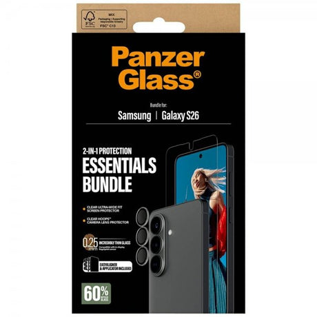 PanzerGlass Samsung Galaxy S26 -näytönsuoja ja kameran suoja 2-in-1-paketti