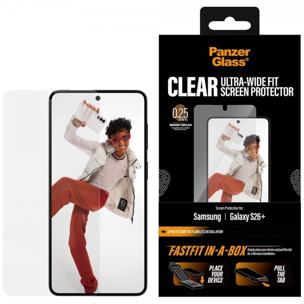 PanzerGlass Samsung Galaxy S26 Plus -näytönsuoja Fastfit In-a-Box