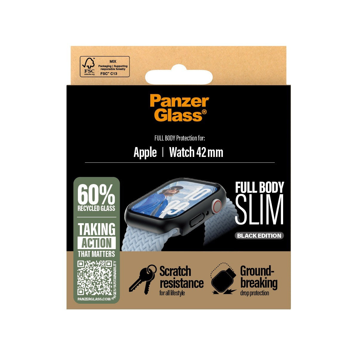 PanzerGlass Apple Watch 42mm (Series 10/11) Kuori Näytönsuojalla Full Body Musta