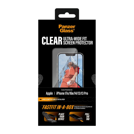 PanzerGlass iPhone 13/13 Pro/14/16e/17e Näytönsuoja Ultra-Wide Fit Fastfit