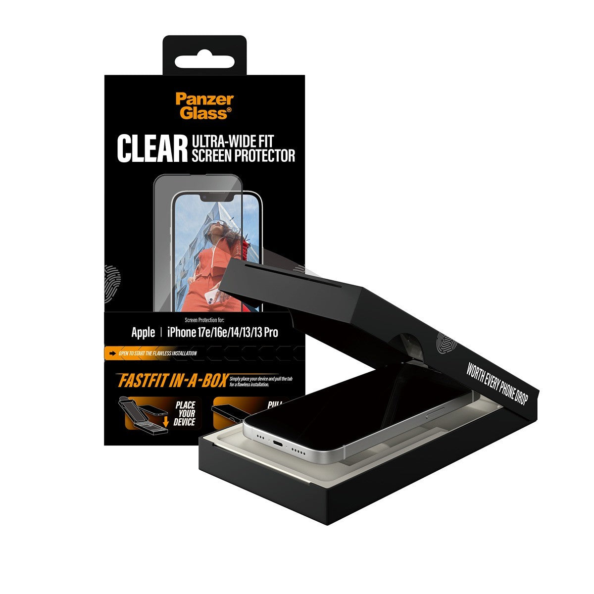 PanzerGlass iPhone 13/13 Pro/14/16e/17e Näytönsuoja Ultra-Wide Fit Fastfit
