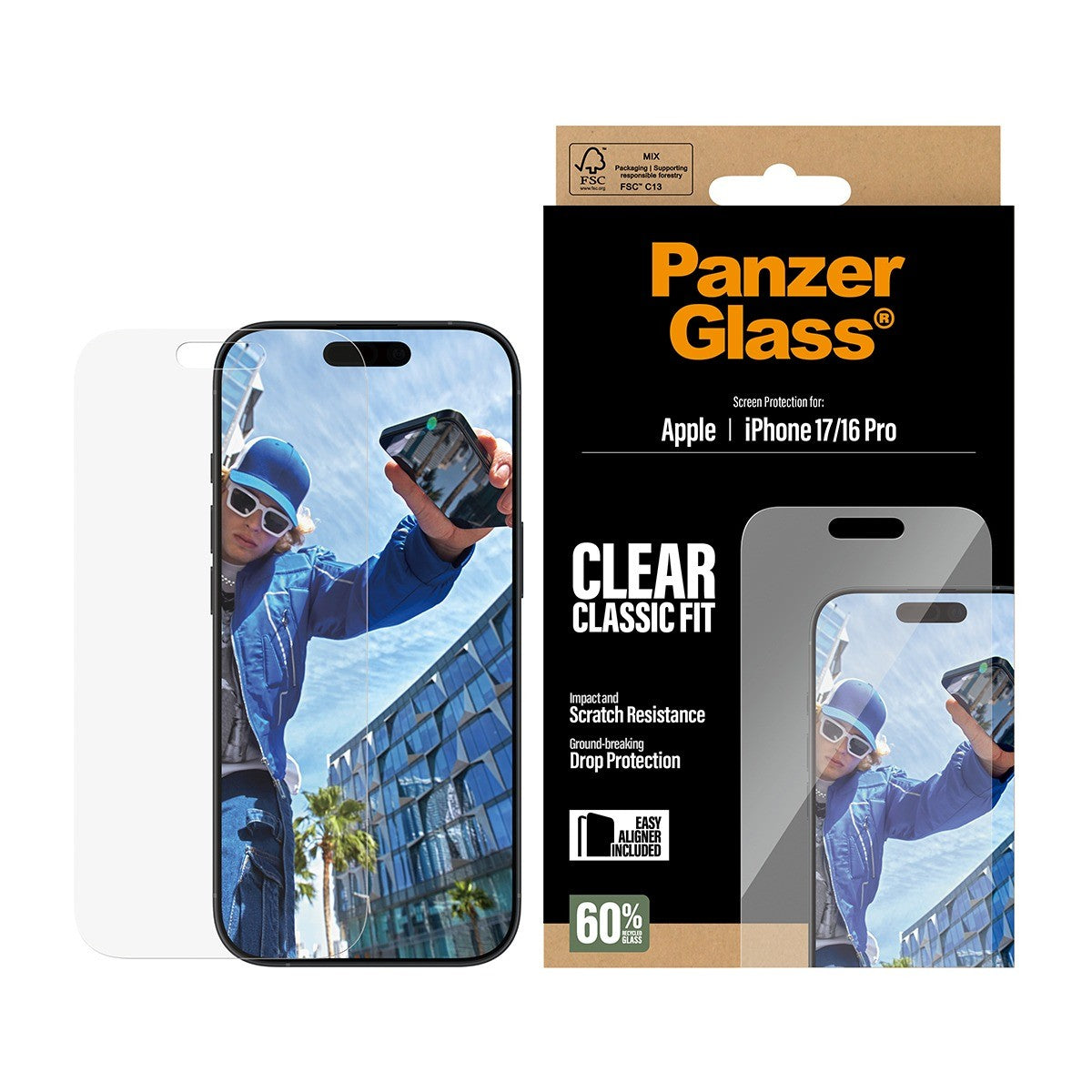PanzerGlass iPhone 16 Pro/iPhone 17 Näytönsuoja Classic Fit EasyAligner