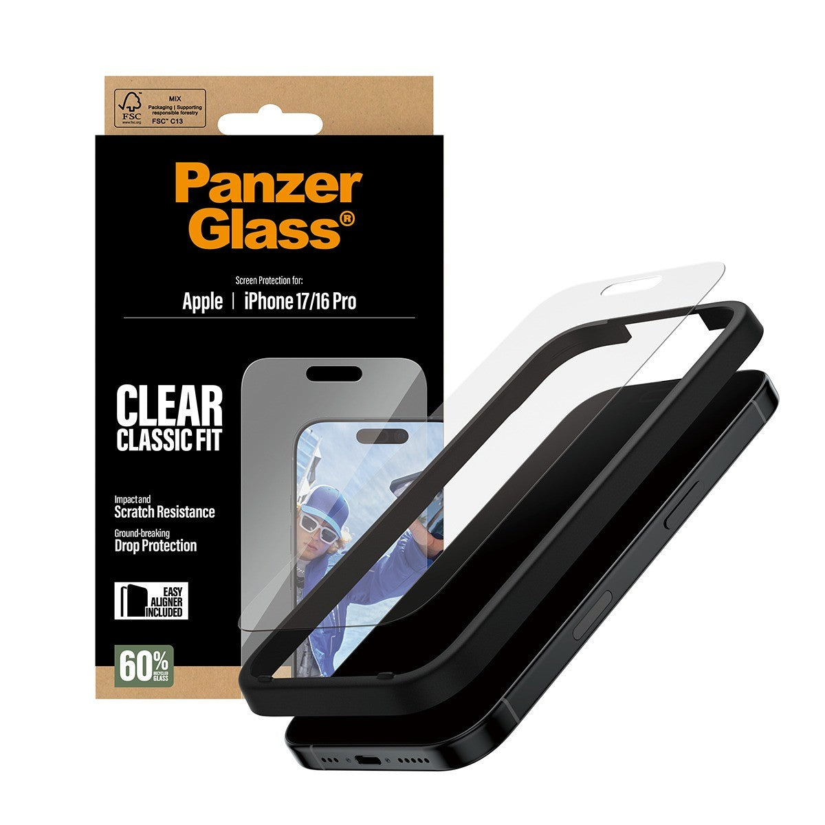 PanzerGlass iPhone 16 Pro/iPhone 17 Näytönsuoja Classic Fit EasyAligner