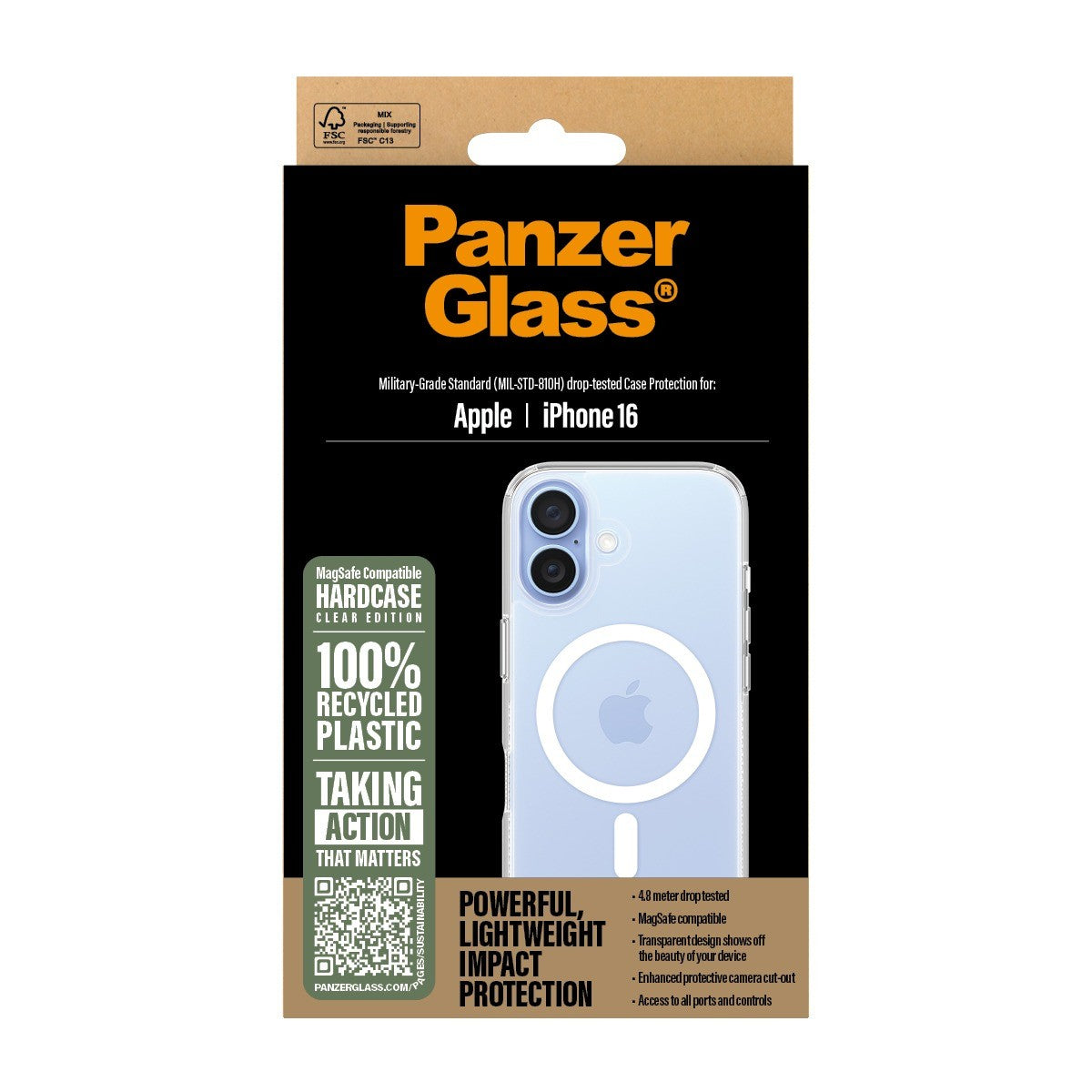 PanzerGlass iPhone 16 Kuori HardCase MagSafe Kirkas