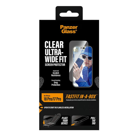 PanzerGlass iPhone 17 Pro/iPhone 18 Pro Näytönsuoja Ultra-Wide Fit Clear Fastfit