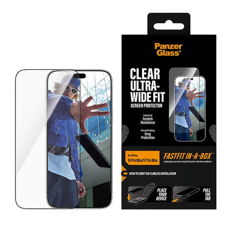 PanzerGlass iPhone 17 Pro Max/iPhone 18 Pro Max Näytönsuoja Ultra-Wide Fit Clear Fastfit