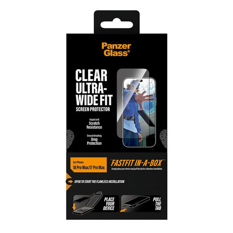 PanzerGlass iPhone 17 Pro Max/iPhone 18 Pro Max Näytönsuoja Ultra-Wide Fit Clear Fastfit
