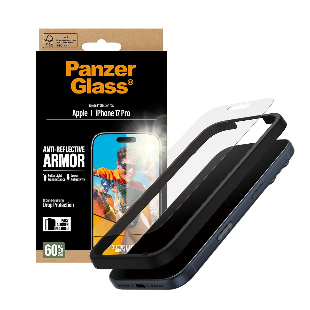 PanzerGlass iPhone 17 Pro Näytönsuoja Ultra-Wide Fit Anti-reflective EasyAligner