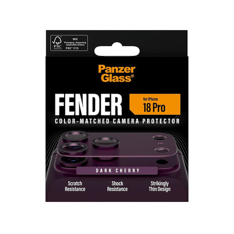 PanzerGlass iPhone 18 Pro Kameran linssinsuojus Fender Cherry