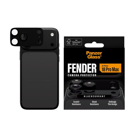 PanzerGlass iPhone 18 Pro Max Kameran linssinsuojus Fender Mustaherukka