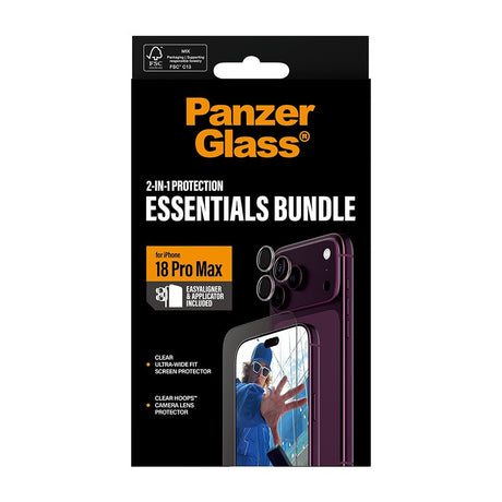 PanzerGlass iPhone 18 Pro Max Näytönsuoja & Kameran linssinsuojus 2-in-1 Essentials Bundle