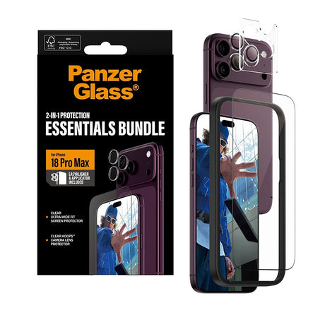 PanzerGlass iPhone 18 Pro Max Näytönsuoja & Kameran linssinsuojus 2-in-1 Essentials Bundle