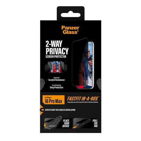 PanzerGlass iPhone 18 Pro Max Näytönsuoja Ultra-Wide Fit Privacy Fastfit