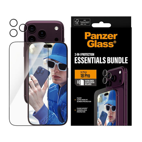 PanzerGlass iPhone 18 Pro Näytönsuoja & Kameran linssinsuojus 2-in-1 Essentials Bundle