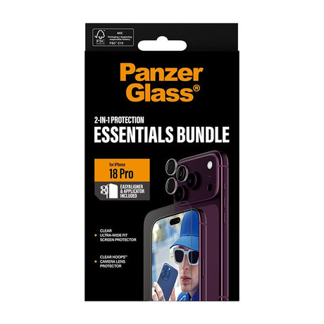 PanzerGlass iPhone 18 Pro Näytönsuoja & Kameran linssinsuojus 2-in-1 Essentials Bundle