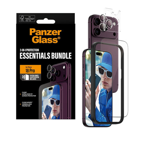 PanzerGlass iPhone 18 Pro Näytönsuoja & Kameran linssinsuojus 2-in-1 Essentials Bundle