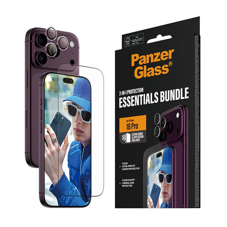 PanzerGlass iPhone 18 Pro Näytönsuoja & Kameran linssinsuojus 2-in-1 Essentials Bundle
