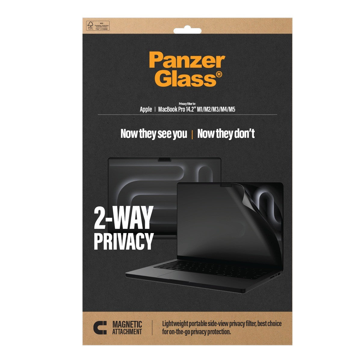 PanzerGlass MacBook Pro 14 M1-M5 Näytönsuoja Magnetic 2-Way Privacy Film