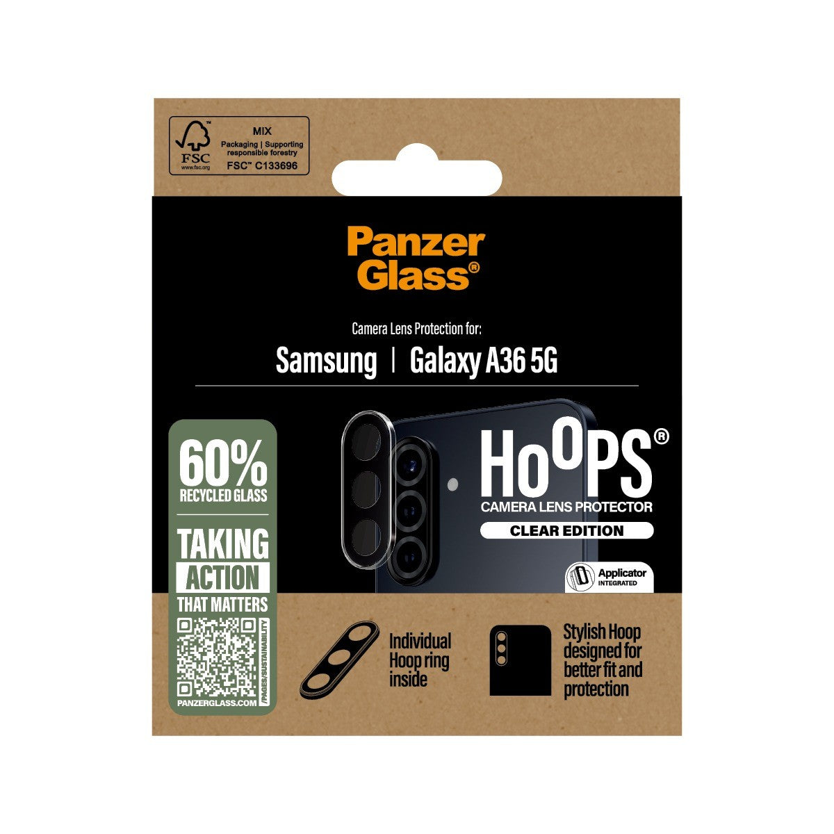 PanzerGlass Samsung Galaxy A36 Kameran linssinsuojus Hoops Kirkas