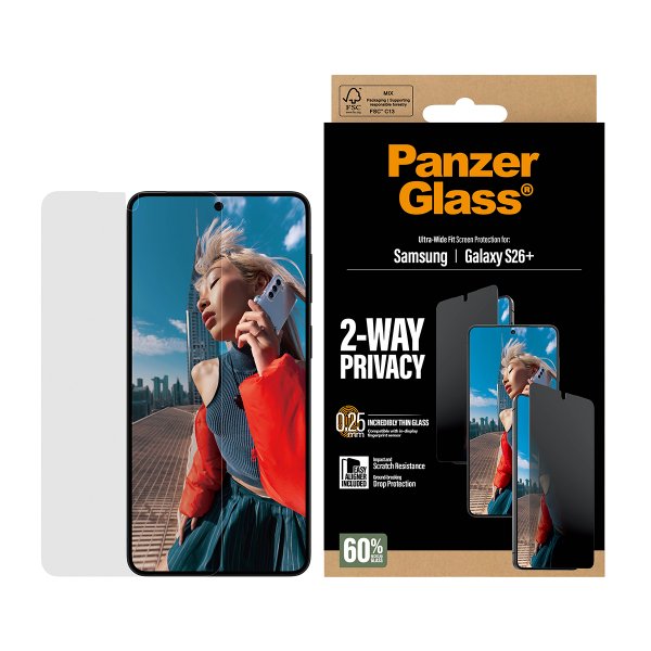 PanzerGlass Samsung Galaxy S26 Plus -näytönsuoja Ultra-Wide Fit Privacy EasyAligner