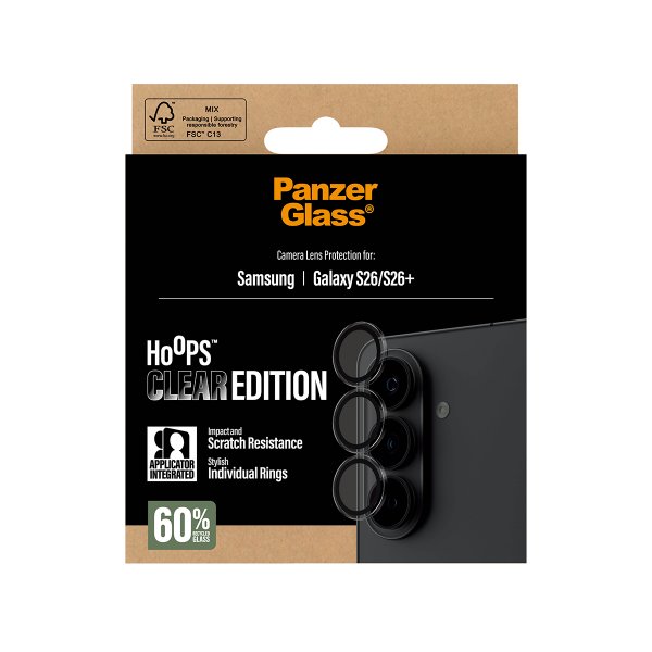 PanzerGlass Samsung Galaxy S26/S26 Plus Kameran suoja Hoops Läpinäkyvä
