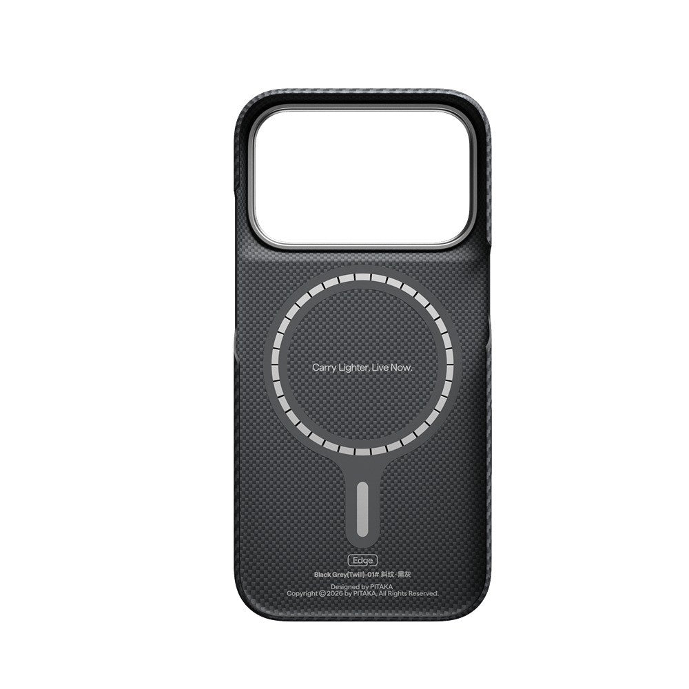 Pitaka iPhone 17 Pro/iPhone 18 Pro Kuori Edge MagSafe Black/Grey Twill