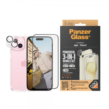 PanzerGlass iPhone 15 3-in-1-paketti