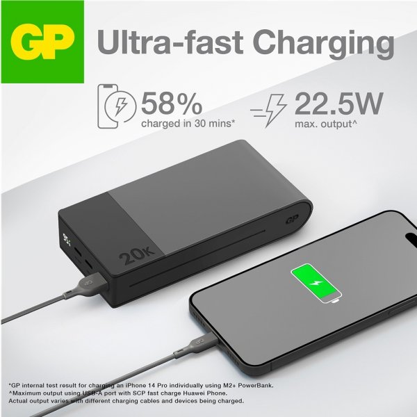 GP Powerbank M2+ 10 000 mAh Harmaa