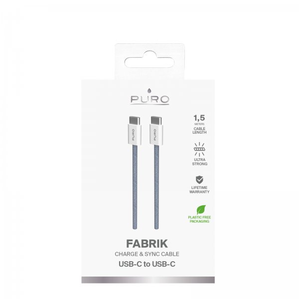 Puro Kabel Fabrik 2.0 60W USB-C–USB-C 1,5 m Blue Lagoon