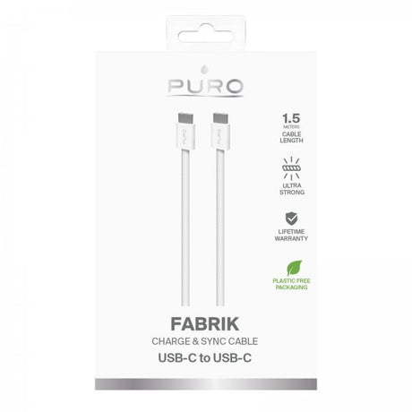 Puro Kabel Fabrik 2.0 60W USB-C–USB-C 1,5 m valkoinen