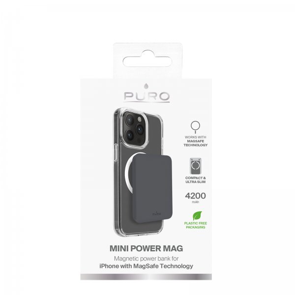 Puro MagSafe Powerbank Mini Power Mag Harmaa