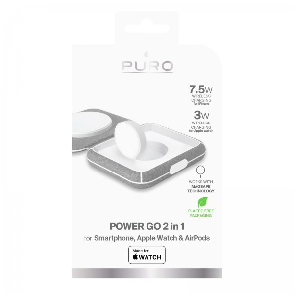 Puro Langaton Laturi Power Go 2-in-1 MagSafe Valkoinen