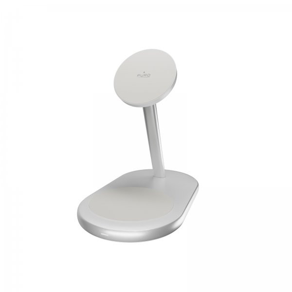 Puro Langaton Laturi Mag Station 2-in-1 Qi2 Valkoinen
