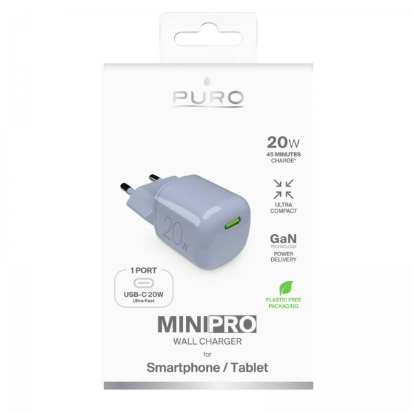Puro Laddare MiniPro GaN USB-C 20W Sininen