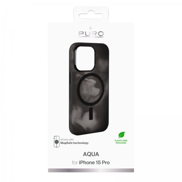 Puro iPhone 15 Pro -suojakuori, Aqua Musta