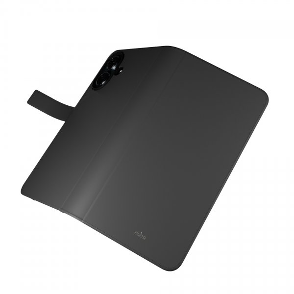 Puro iPhone 16 Plus -kotelo lompakkotelineellä, musta