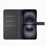 Puro iPhone 16 Plus -kotelo lompakkotelineellä, musta