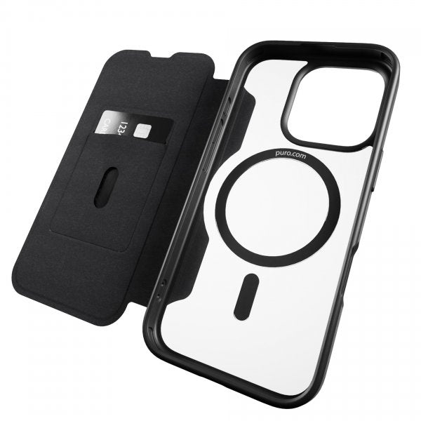 Puro iPhone 16 Pro Max -suojakotelo Book Mag 2, musta