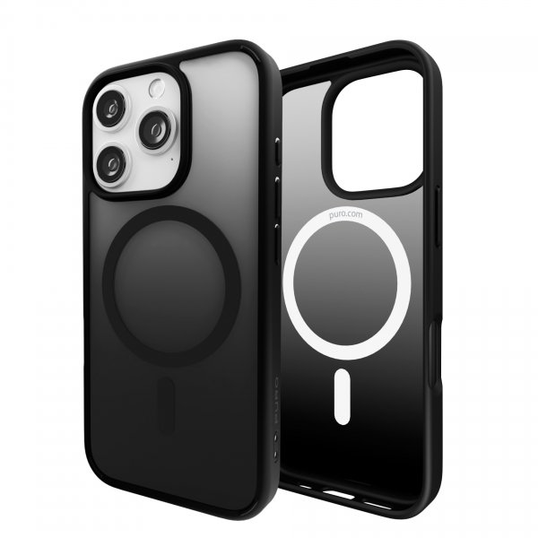 Puro iPhone 16 Pro Max -suojakuori, liukuvärjätty musta