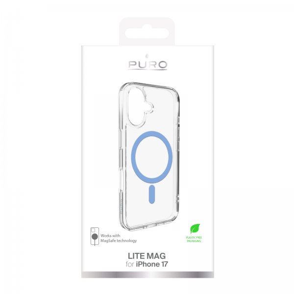 Puro iPhone 17 -kuori Lite Mag läpinäkyvä sininen