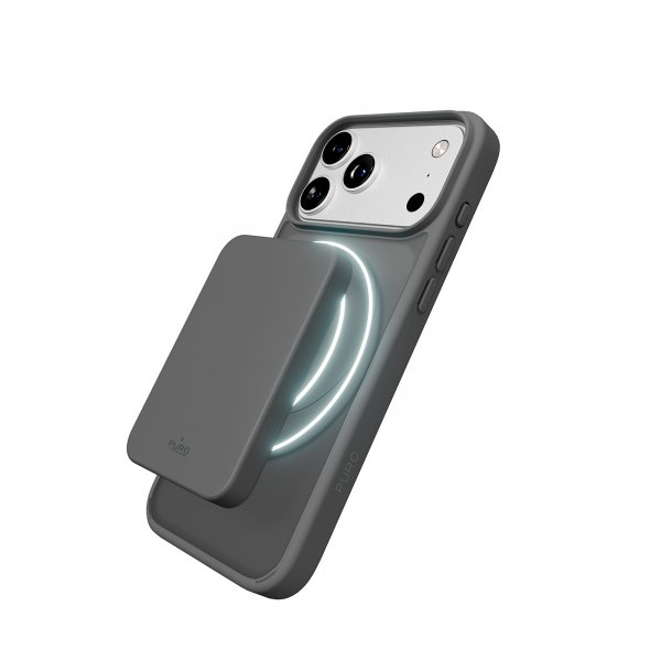 Puro iPhone 17 Pro -kuori, liukuvärinen harmaa